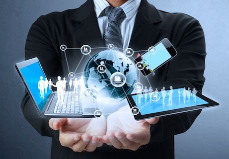 technology in the hands of businessmen